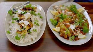 Fish Tikka Curry, Chicken Wrap And Tagine