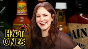 Rachel Brosnahan Flies Through The Air While Eating Spicy Wings