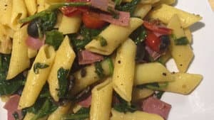 The Curry Cookbook episode 7 Salami Pasta,German Salamai with Black Olives & Spinach