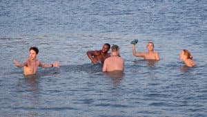 Controversial nude swim