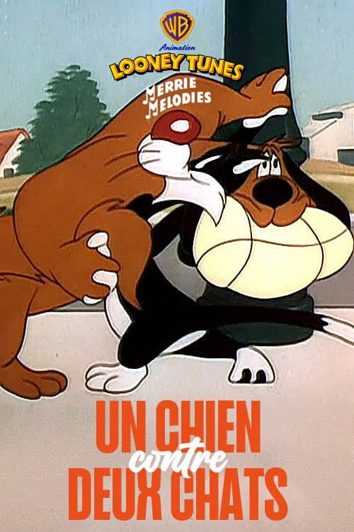 Un chien contre deux chats